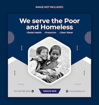 Modelo de banner da web ou banner de mídia social para campanha de atividade de caridade no instagram