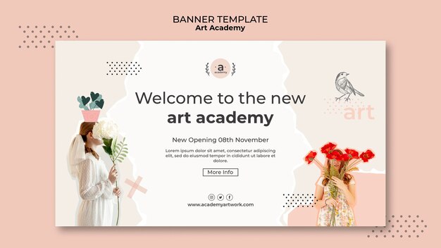 Modelo de banner de abertura da Art Academy