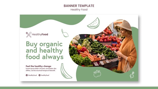 Modelo de banner de alimentos orgânicos
