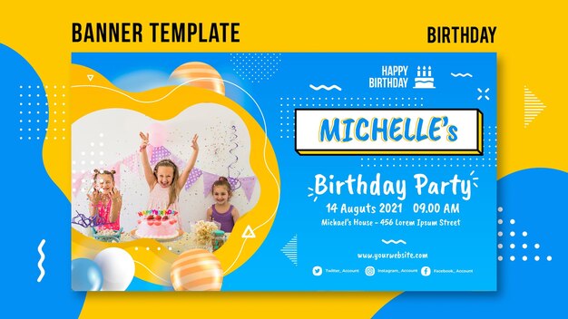 Modelo de banner de aniversário com foto
