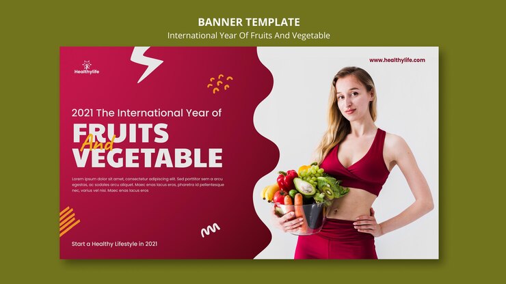 PSD grátis modelo de banner de ano de frutas e vegetais