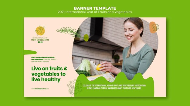 Modelo de banner de ano de frutas e vegetais