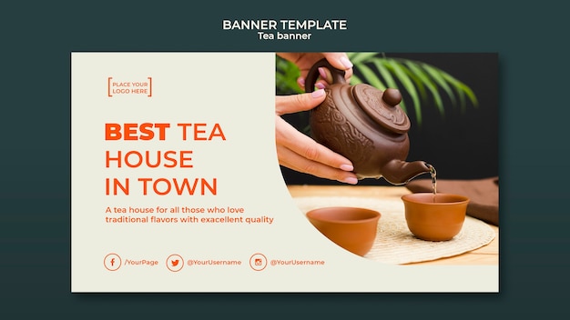Modelo de banner de anúncio de casa de chá
