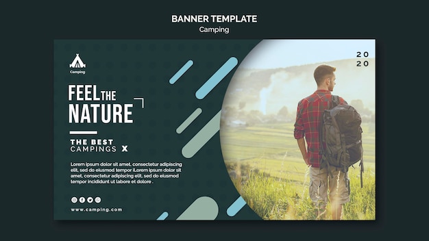 Modelo de banner de anúncio para camping