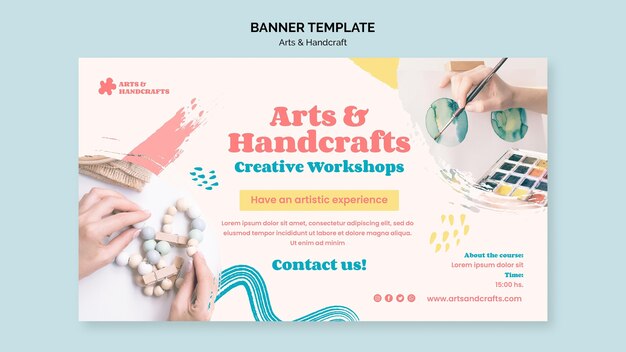 Modelo de banner de arte e artesanato