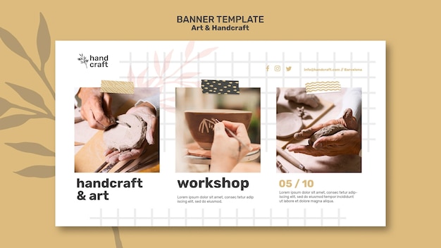 Modelo de banner de arte e artesanato