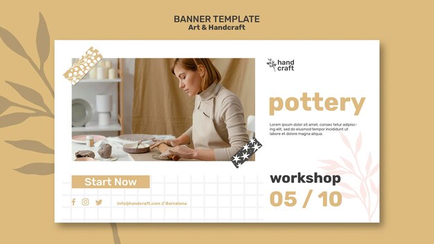 Modelo de banner de arte e artesanato