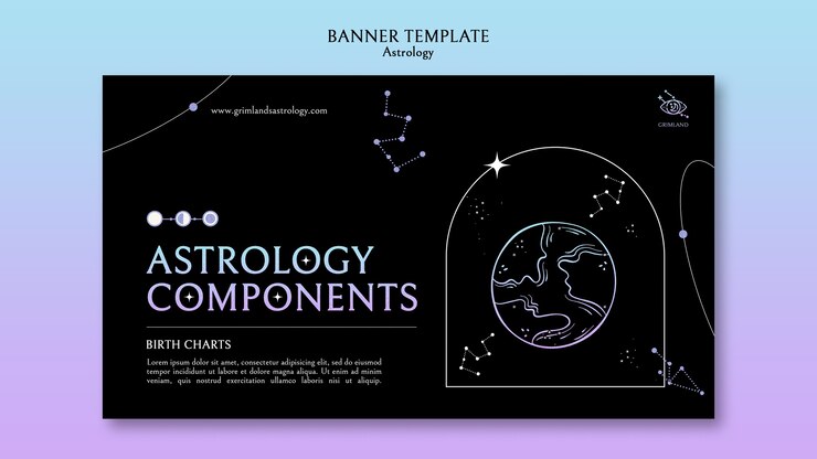 PSD grátis modelo de banner de astrologia de design plano
