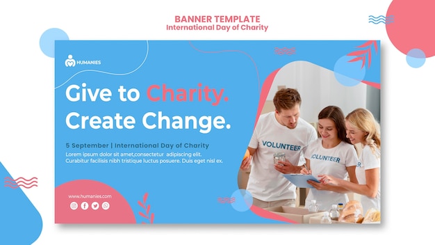 Modelo de banner de atividade social e caridade