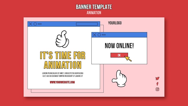 PSD grátis modelo de banner de aula online de animação