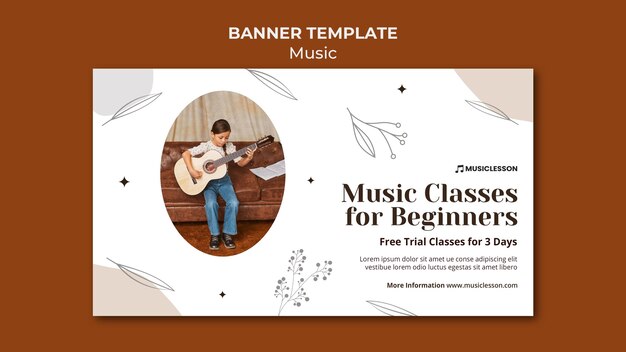 Modelo de banner de aulas de guitarra