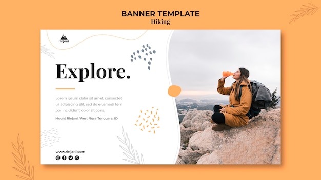 Modelo de banner de aventura de caminhada