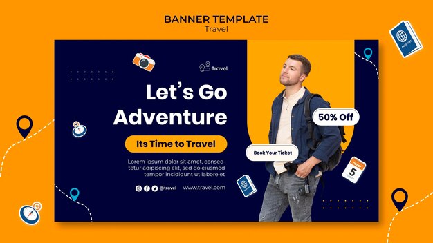 Modelo de banner de aventura em viagem