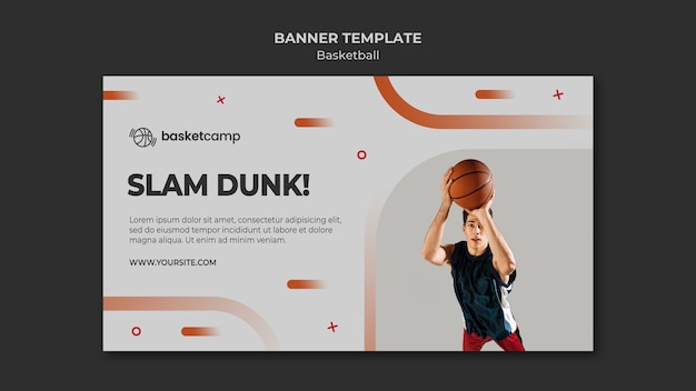 Modelo de banner de basquete slam dunk
