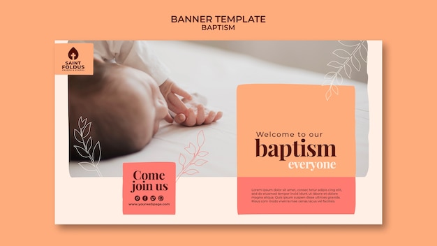 PSD grátis modelo de banner de batismo de design plano