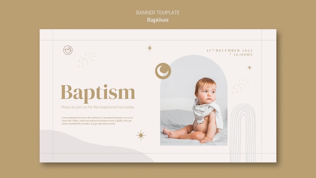Modelo de banner de batismo recém-nascido
