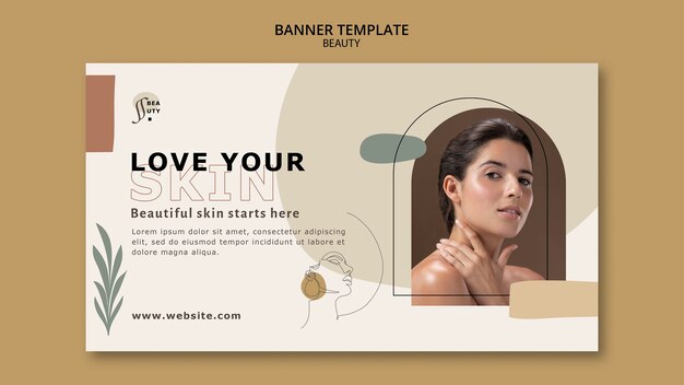 Modelo de banner de beleza de design plano