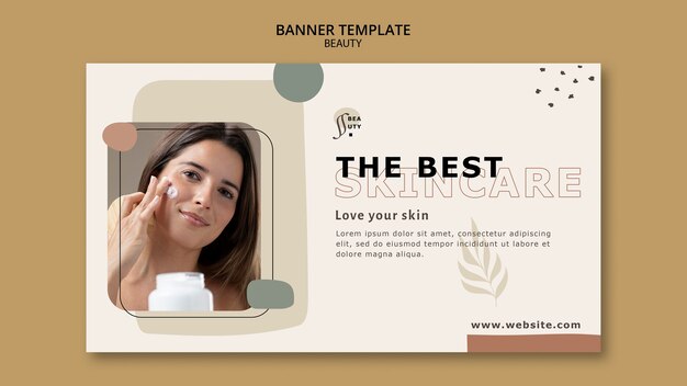 Modelo de banner de beleza de design plano