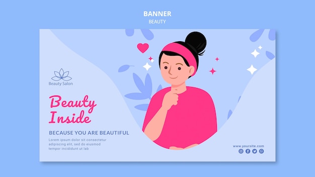 Modelo de banner de beleza ilustrado