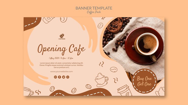 PSD grátis modelo de banner de café de loja de abertura