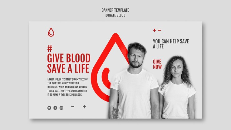PSD grátis modelo de banner de campanha de doação de sangue