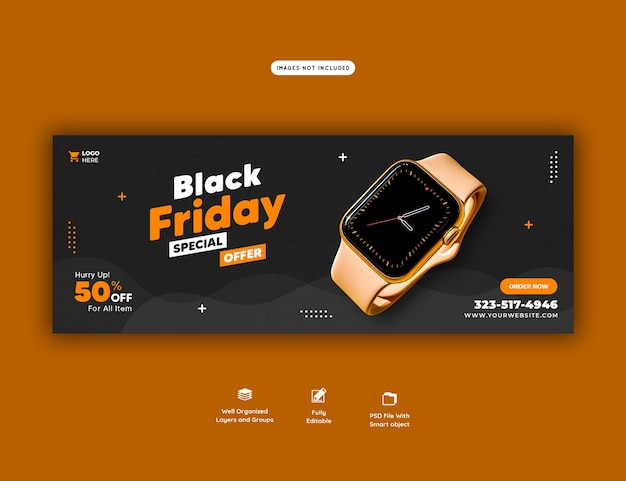 PSD grátis modelo de banner de capa do facebook para oferta especial de black friday