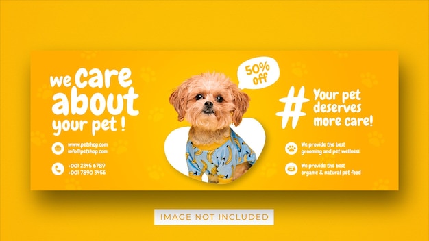 Modelo de banner de capa do facebook para promoção de pet care