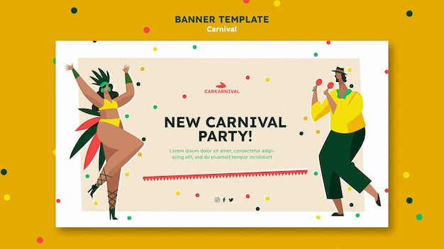 Modelo de banner de carnaval de design plano