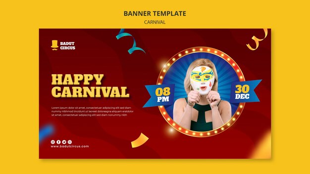 Modelo de banner de carnaval festivo