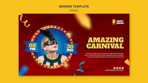 Modelo de banner de carnaval festivo
