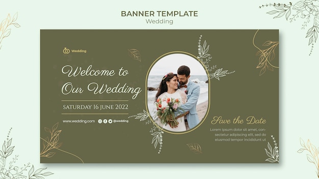 Modelo de banner de casamento com foto