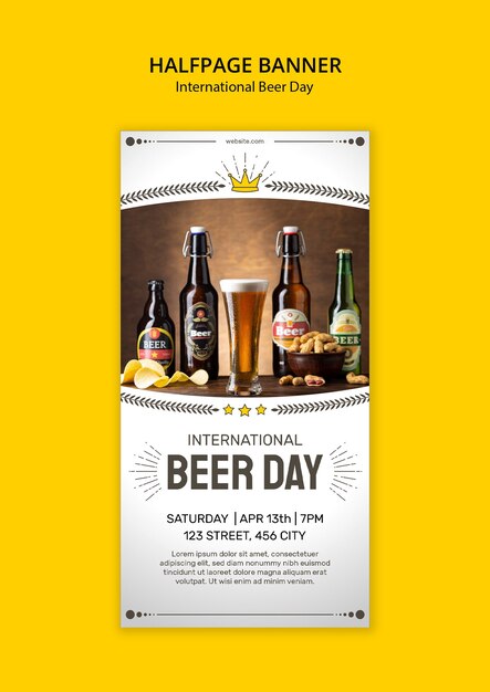 Modelo de banner de celebração do dia da cerveja