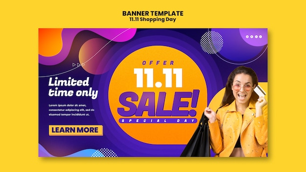 PSD grátis modelo de banner de celebração do dia de compras