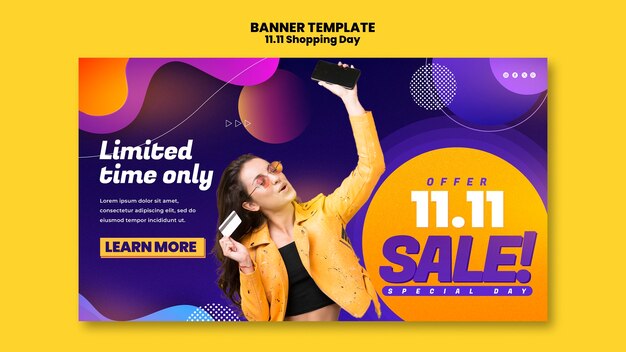 Modelo de banner de celebração do dia de compras