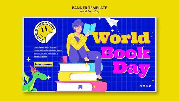 Modelo de banner de celebração do dia mundial do livro