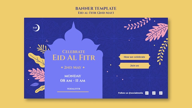 Modelo de banner de celebração do Eid al-Fitr