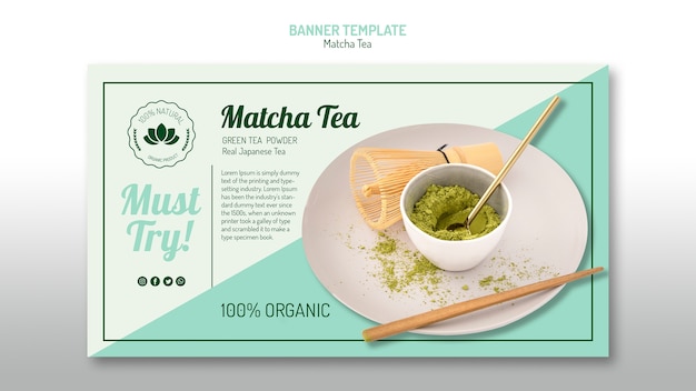 Modelo de banner de chá Matcha