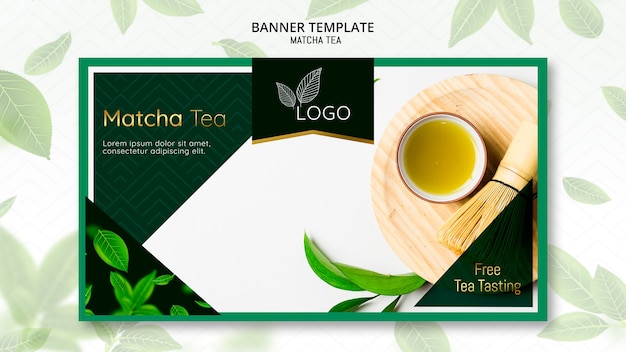 Modelo de banner de chá matcha