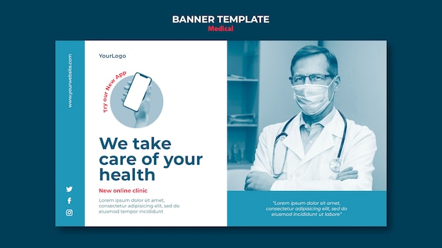 Modelo de banner de clínica médica online