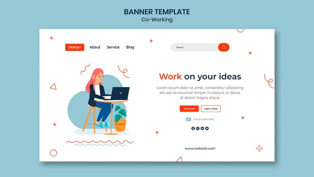 Modelo de banner de co-trabalho criativo
