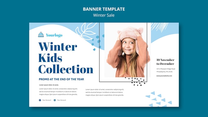Modelo de banner de coleção de venda de inverno
