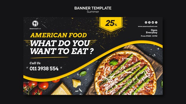 Modelo de banner de comida americana