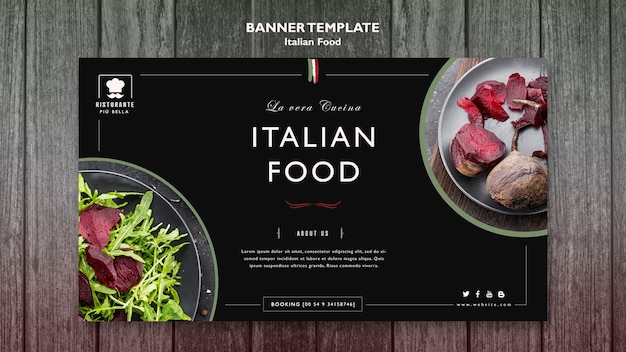 Modelo de banner de comida italiana