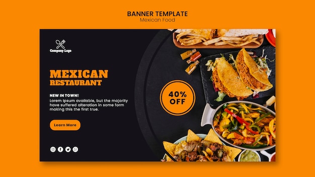 Modelo de banner de comida mexicana