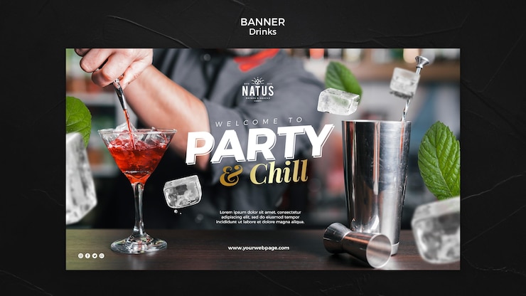 PSD grátis modelo de banner de conceito de bebidas