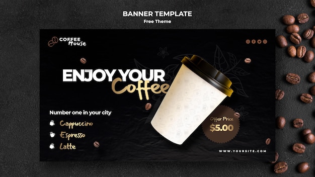 Modelo de banner de conceito de café