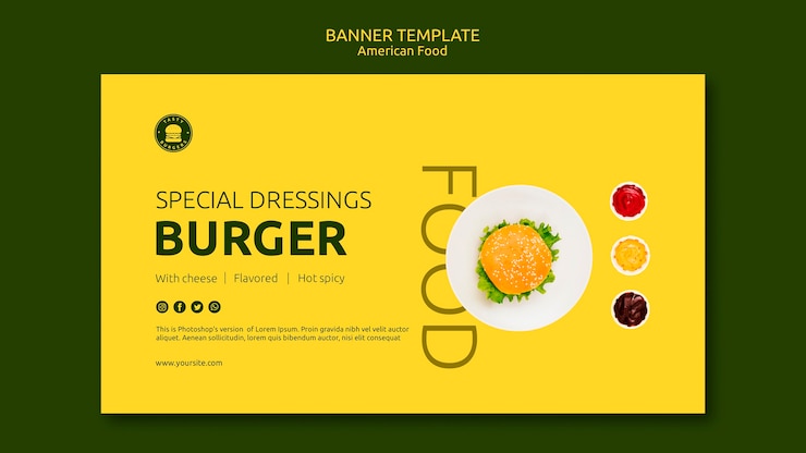 PSD grátis modelo de banner de conceito de comida americana