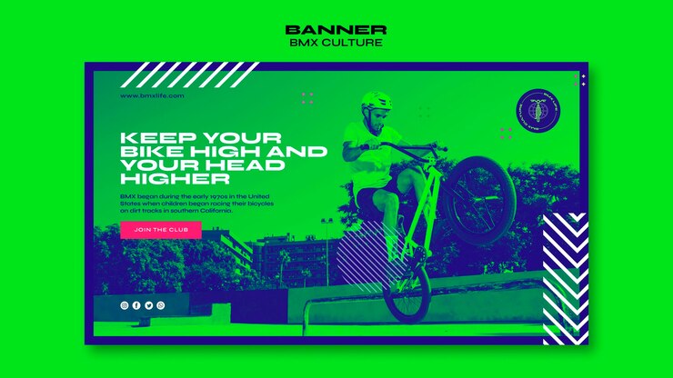 PSD grátis modelo de banner de conceito de cultura bmx