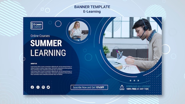 Modelo de banner de conceito de e-learning