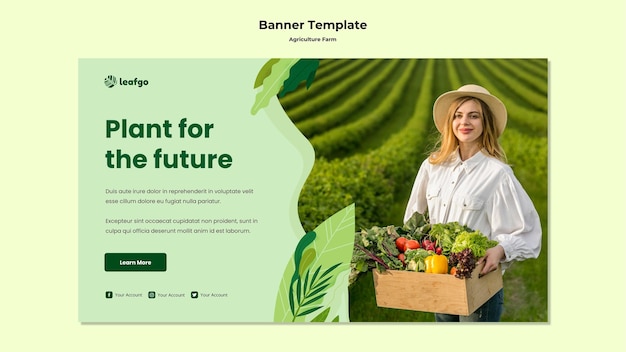 Modelo de banner de conceito de fazenda agrícola